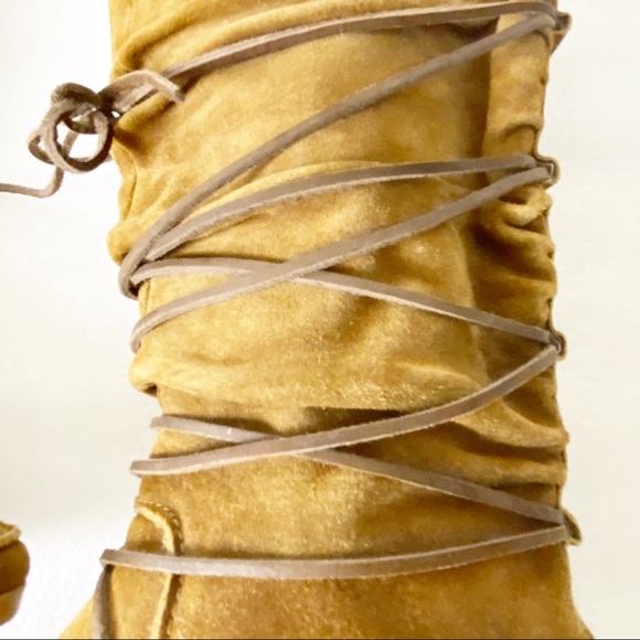 Michael Kors Suede Wrap Around Lace-Up Moccasin Boots - Picture 7 of 11